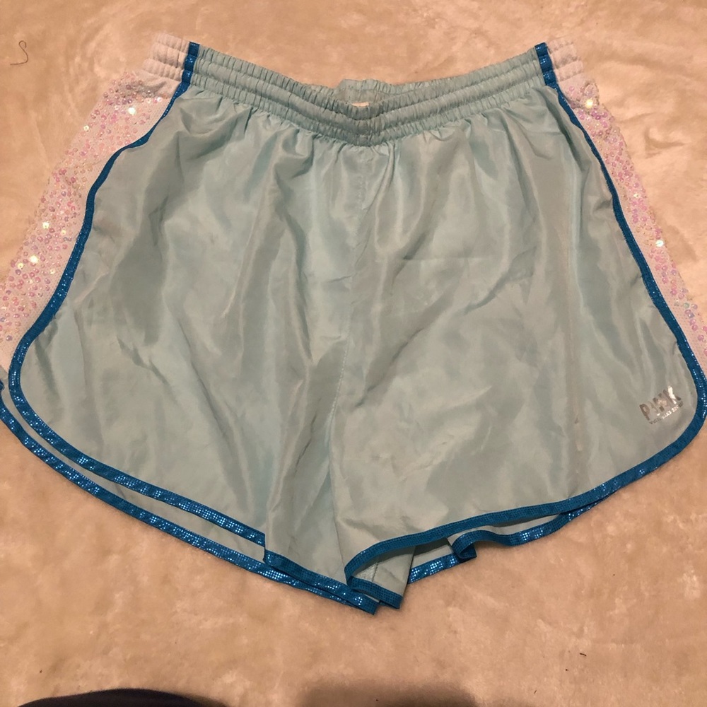 PINK Running Shorts Sequin Stripe Size L